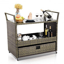 Load image into Gallery viewer, Rolling Portable Rattan Wicker Kitchen Trolley Cart
