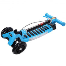 Load image into Gallery viewer, Folding Aluminum 3 LED Light Up Wheels Kids Music Kick Scooter-Blue
