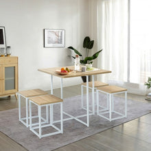 Load image into Gallery viewer, 5 Pcs Metal Frame Dining Set with Compact Dining Table and 4 Stools -Natural
