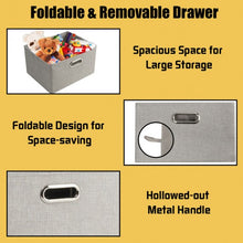 Load image into Gallery viewer, 3-Drawer Fabric Dresser Storage Tower Vertical Foldable Pull Bins-Black
