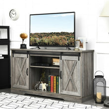 Load image into Gallery viewer, 59&quot; TV Stand with Adjustable Shelf and Sliding Barn Door Cabinet-Gray
