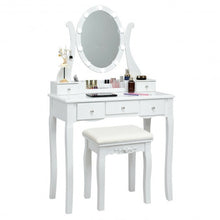 Load image into Gallery viewer, Touch Switch Makeup Dressing Vanity Table Set with 10 Light Bulbs-White
