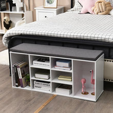 Load image into Gallery viewer, 10-Cube Organizer  Entryway Padded Shoe Storage Bench-White
