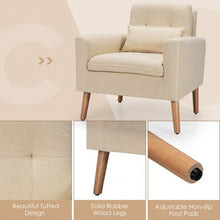 Load image into Gallery viewer, Accent Chair Cushioned Linen Armchair with Waist Pillow Sofa Chair-Beige

