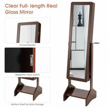Load image into Gallery viewer, Standing Jewelry Cabinet with Full-length Mirror-Coffee

