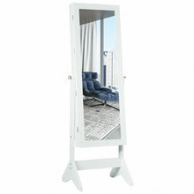 Load image into Gallery viewer, LEDs Lockable Jewelry Cabinet with Full-Length Mirror-White
