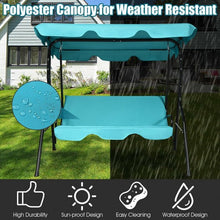 Load image into Gallery viewer, 3 Seats Patio Canopy Cushioned Steel Frame Swing Glider Hammock-Blue
