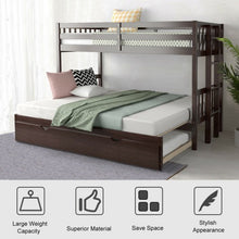 Load image into Gallery viewer, Twin Pull-Out Bunk Bed with Trundle Wooden Ladder-Espresso
