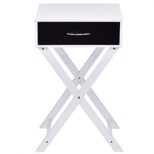 Campaign Style Modern X-Shape Accent Side End Table