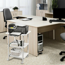 Load image into Gallery viewer, 3-tier Adjustable Printer Stand with 360° Swivel Casters-White
