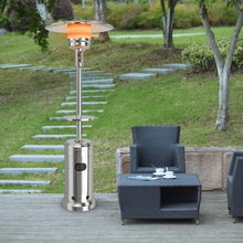 Load image into Gallery viewer, Outdoor Heater Propane Standing LP Gas Steel with Table and Wheels-Silver
