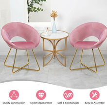 Load image into Gallery viewer, Set of 2 Accent Velvet Chairs Dining Chairs Arm Chair with Golden Legs-Pink
