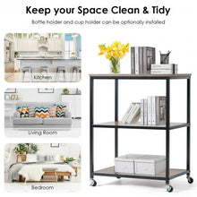Load image into Gallery viewer, 3-Tier Metal Frame Rolling Kitchen Island Trolley Cart-Natural

