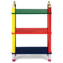 Load image into Gallery viewer, 3 Tiers Kids Bookshelf Crayon Themed Shelves Storage Bookcase
