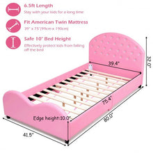 Load image into Gallery viewer, Kids Children PU Upholstered Platform Wooden Princess Bed
