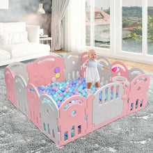Load image into Gallery viewer, 14-Panel Baby Playpen with Music Box &amp; Basketball Hoop-Pink
