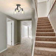 Load image into Gallery viewer, 3-Light Semi Flush Mount Ceiling Light with Vintage Clear Glass Pendant
