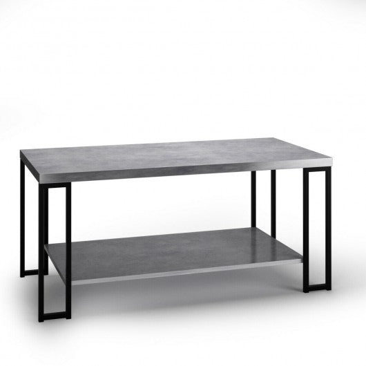 Accent Cocktail Table Coffee Table w/ Storage Shelf-Gray