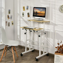 Load image into Gallery viewer, Height Adjustable Mobile Standing Desk with rolling wheels for office and home-Natural
