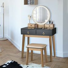 Load image into Gallery viewer, Makeup Vanity Table Set 3 Color Lighting Dressing Table-Black
