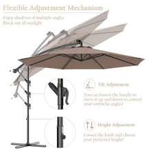 Load image into Gallery viewer, 10 Inch Patio Hanging Solar LED Umbrella Sun Shade with Cross Base-Tan
