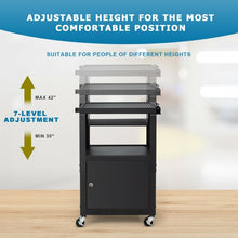 Load image into Gallery viewer, Mobile Steel Height Adjustable AV Presentation Cart w/ Locked Cabinet &amp; Keyboard
