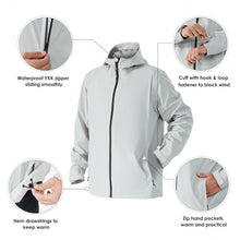 Load image into Gallery viewer, Men&#39;s Waterproof Rain Windproof Hooded Raincoat Jacket-Gray-XL
