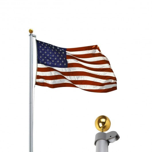 20 ft Aluminum Sectional Flagpole Kit w/ Halyard Pole and American Flag