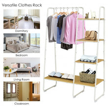 Load image into Gallery viewer, Clothes Rack Free Standing Storage Tower with Metal Frame-Natural
