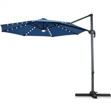 Load image into Gallery viewer, 10 Ft Patio Offset Cantilever Umbrella with Solar Lights-Blue
