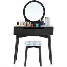 Load image into Gallery viewer, Dressing Table Vanity Makeup Set with Mirror Cushioned Stool Additional Storage
