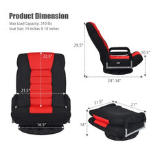 Load image into Gallery viewer, 360-Degree Swivel Gaming Floor Chair with Foldable Adjustable Backrest-Red
