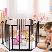 Load image into Gallery viewer, 6 Panel Metal Gate Baby Pet Fence Safe Playpen Barrier-Black
