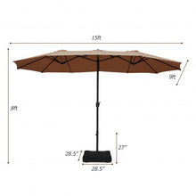 Load image into Gallery viewer, 15 Foot Extra Large Patio Double Sided Umbrella with Crank and Base-Tan
