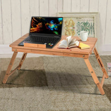 Load image into Gallery viewer, Portable Bamboo Laptop Desk Table with Drawer
