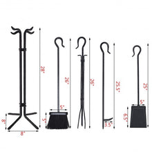 Load image into Gallery viewer, 5 Pieces Fireplace Iron Standing Tools Set
