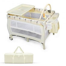 Load image into Gallery viewer, Portable Foldable Baby Playard Nursery Center with Changing Station-Beige
