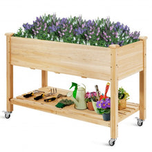 Load image into Gallery viewer, Wood Elevated Planter Bed with Lockable Wheels Shelf and Liner
