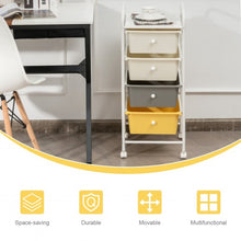 Load image into Gallery viewer, 4-Drawer Cart Storage Bin Organizer Rolling with Plastic Drawers-Yellow
