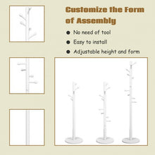 Load image into Gallery viewer, Wooden Coat Rack Stand Entryway Hall Tree 2 Adjustable Height w/ 10 Hooks-White
