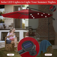 Load image into Gallery viewer, 10 Inch Patio Hanging Solar LED Umbrella Sun Shade with Cross Base-Burgundy
