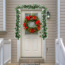 Load image into Gallery viewer, 9ft Pre-lit Snow Flocked Tips Christmas Garland with  Red Berries 50 Lights
