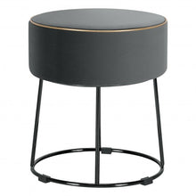 Load image into Gallery viewer, Velvet Round Footrest Ottoman with Metal Base and Non-Slip Foot Pads-Gray

