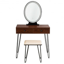 Load image into Gallery viewer, Industrial Makeup Dressing Table with 3 Lighting Modes-Coffee
