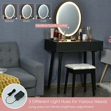 Load image into Gallery viewer, Touch Screen Vanity Makeup Table Stool Set -Black
