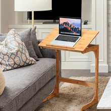 Load image into Gallery viewer, Adjustable C-Shape Couch End Table wth Tilting Top-Natural
