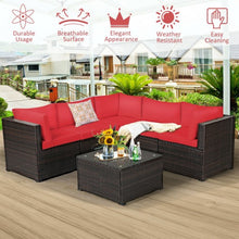 Load image into Gallery viewer, 6 Pieces Patio Rattan Furniture Set Sectional Cushioned Sofa Deck-Red
