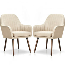 Load image into Gallery viewer, Set of 2 Fabric Upholstered Accent Chairs with Wooden Legs-Beige
