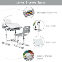 Load image into Gallery viewer, Adjustable Kids Desk Chair Set with Lamp and Bookstand-Gray
