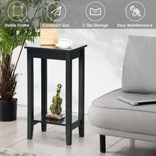 Load image into Gallery viewer, 2-Tier Nightstand End Side Wooden Legs Table for Bedroom-Black

